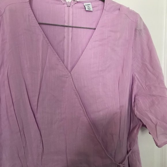 All cotton faux wrap dress in lavender size 2X - Picture 3 of 6